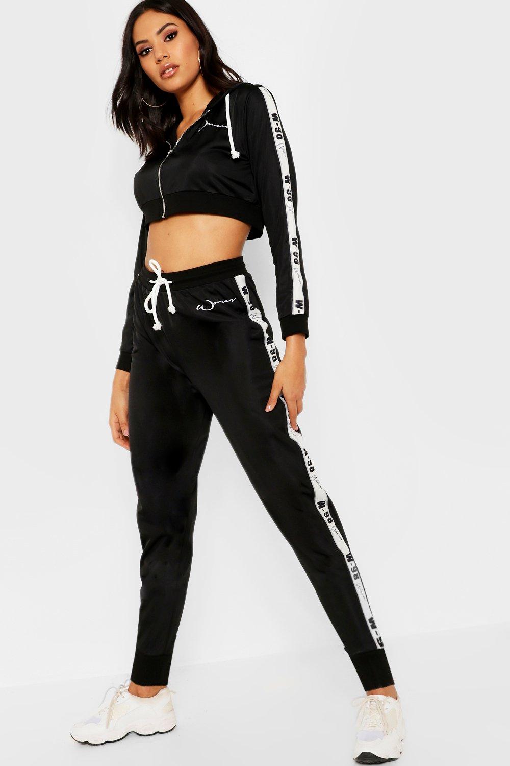 womens black jogger set